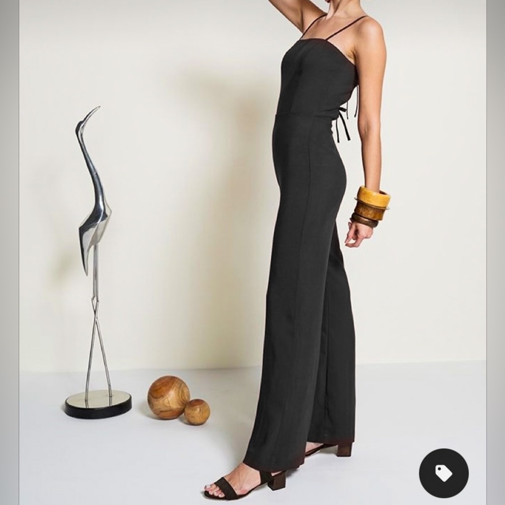 STAUD square neck open back flare jumpsuit Large